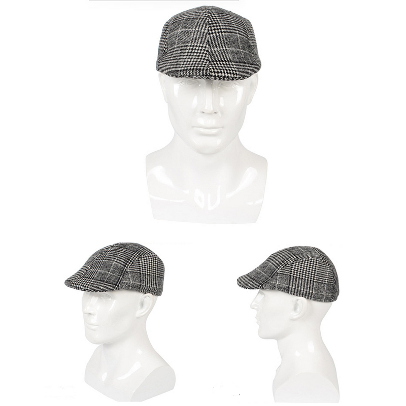 Winter Beret Factory - OEM Custom Men's Warm Woolen Plaid Checked Hat