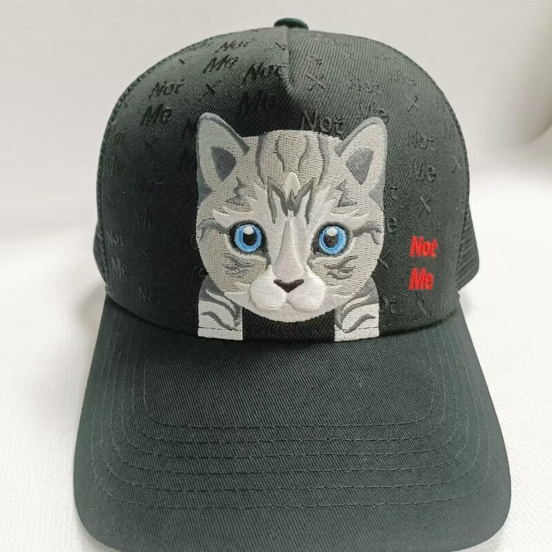 Cat Baseball Hat Factory - OEM New Arrivals Curved Cute 6 Panel Mesh
