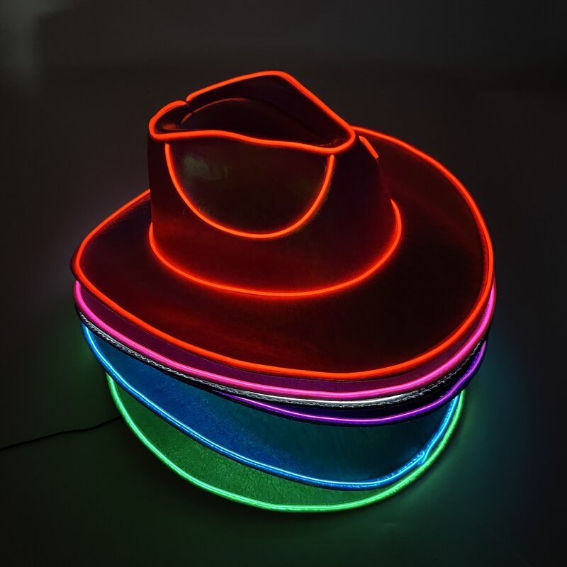 LED Flashing Neon Party Hat Factory - OEM Halloween Christmas Colorful Sequin Glitter Cowboy Cosplay
