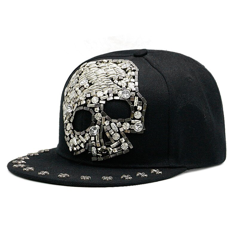 Harajuku Baseball Cap Factory - OEM Custom Black Vintage Cross Skull Rivet Unisex