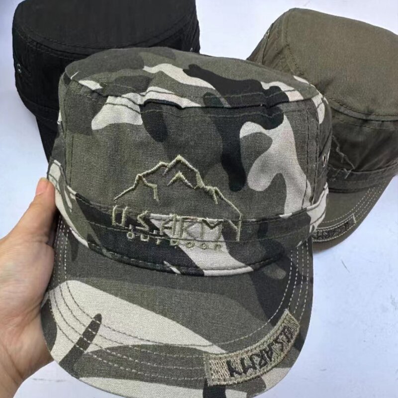 Camouflage Baseball Cap Factory - OEM Men's Wholesale Embroidered Cotton Flat Top Sunscreen Hat