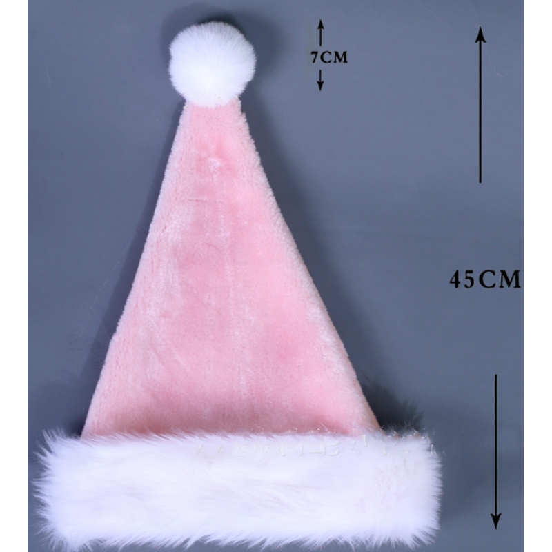 Christmas Costume Hat Factory - OEM Custom Logo Red White Velvet Plush Trim Santa's Headwear