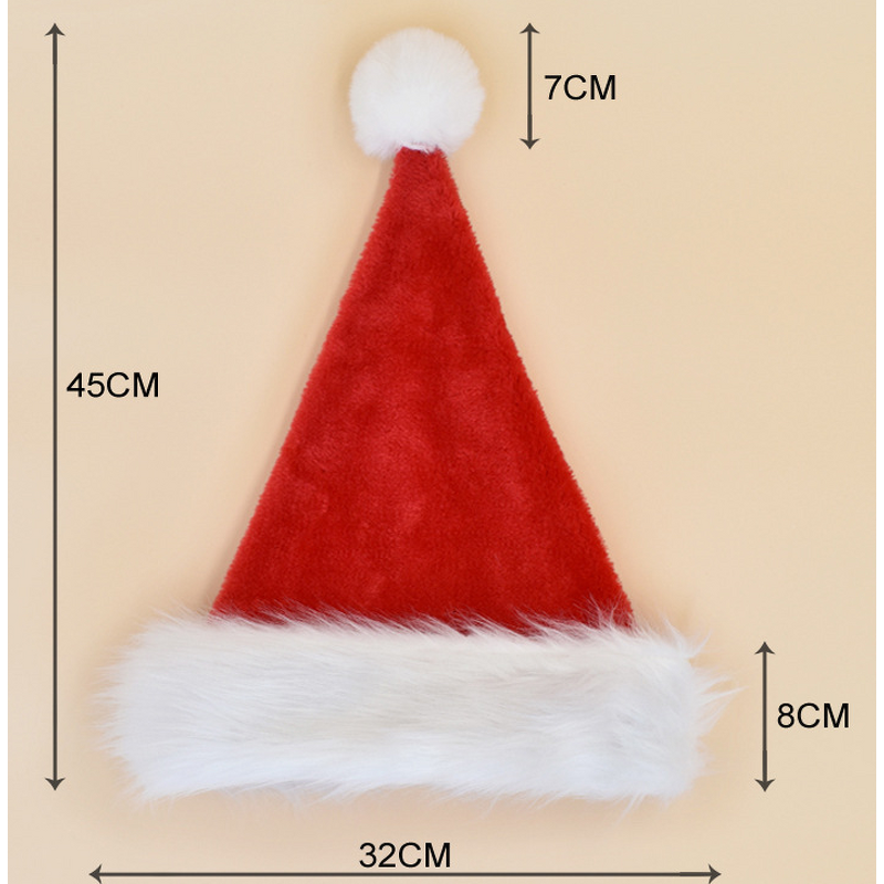 Christmas Costume Hat Factory - OEM Custom Logo Red White Velvet Plush Trim Santa's Headwear
