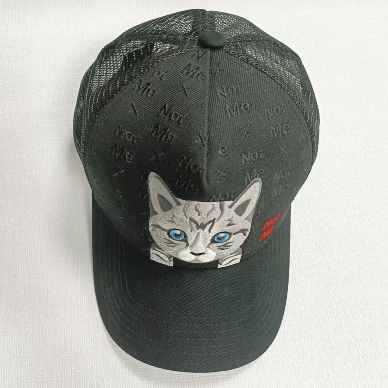 Cat Baseball Hat Factory - OEM New Arrivals Curved Cute 6 Panel Mesh