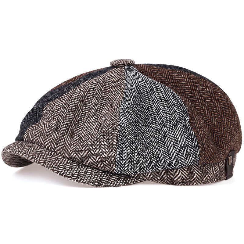 Octagonal Hat Factory - OEM Wholesale Multi-Colorblock Houndstooth Ivy Cap