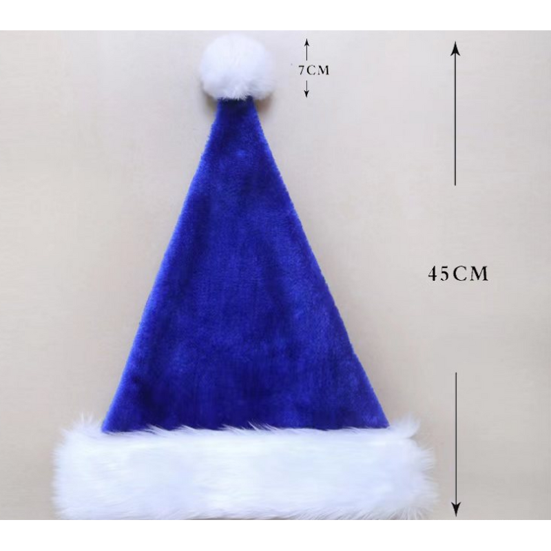 Christmas Costume Hat Factory - OEM Custom Logo Red White Velvet Plush Trim Santa's Headwear