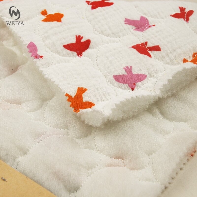 Muslin Fabric Manufacturer - Two Layer Cute Bear Floral Embroidery Fabric