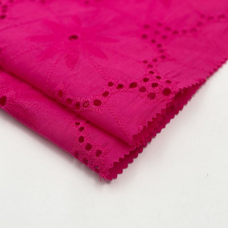 Lace Fabric Manufacturer - Custom Rose Red Laser Cut Voile Cotton Fabric