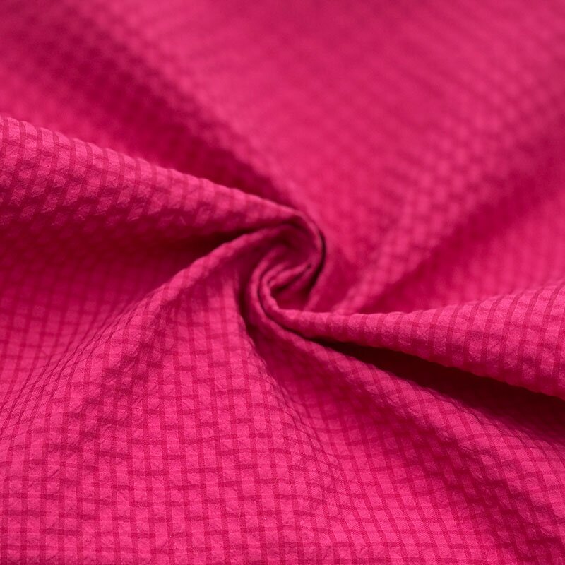 Seersucker Fabric Manufacturer - Viva Magenta Crinkle 100% Polyester Fabric