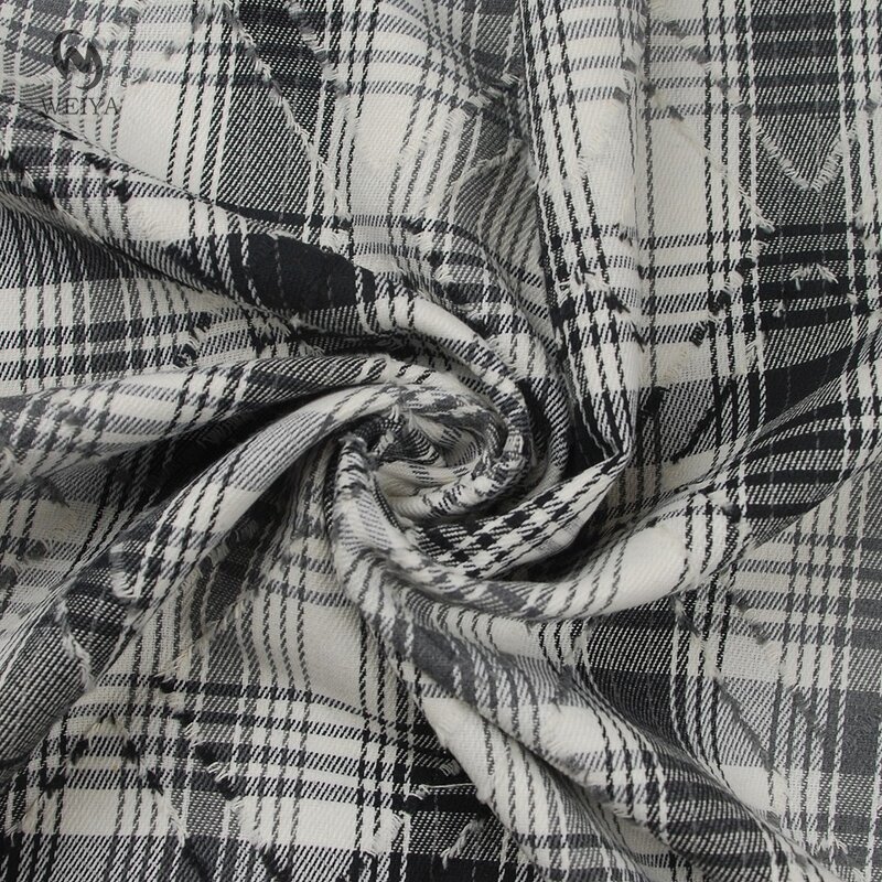 Check Fabric Manufacturer - Black White Rhomb Jacquard Cotton Shirt Fabric
