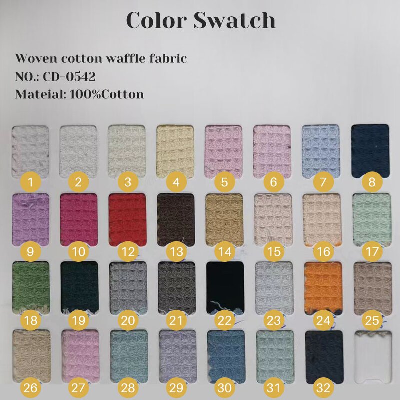 Waffle Fabric Manufacturer - 240gsm 100% Organic Cotton Blanket Woven Fabric