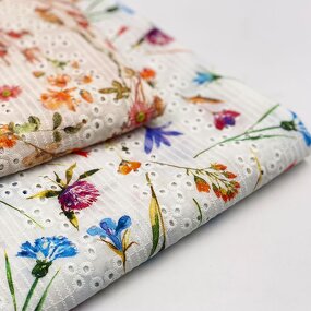 Lace Fabric Manufacturer - China Made Leaves Flowers Voile Print Lace Fabric