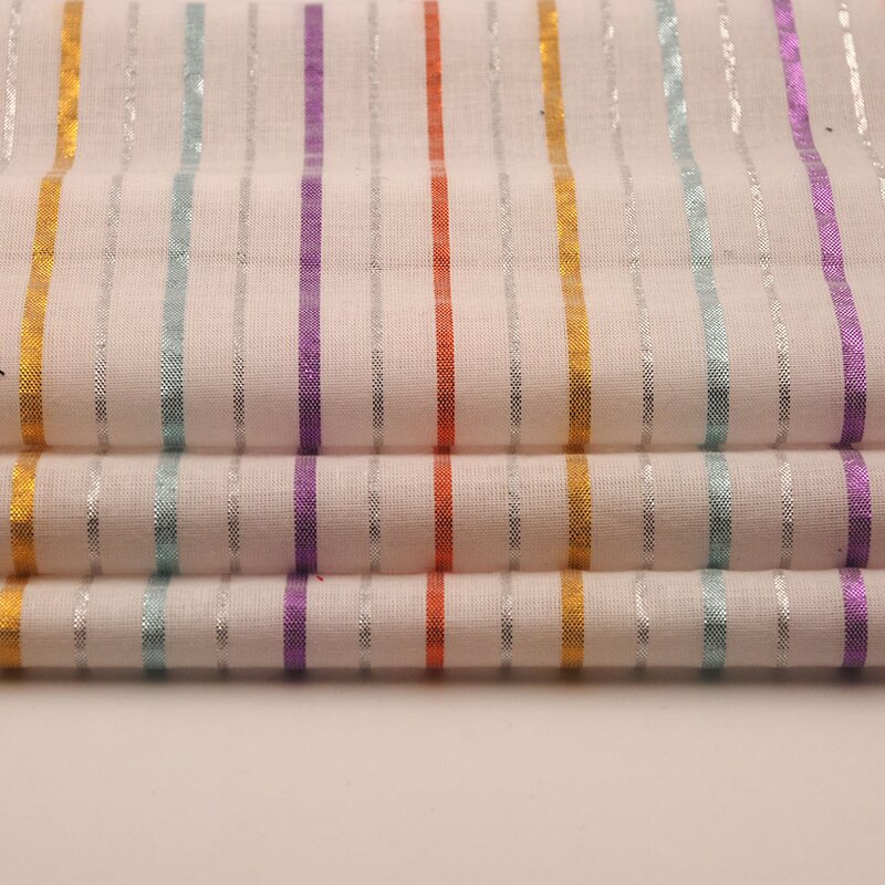 Lurex Fabric Manufacturer - Soft Thick Metallic Yarn Dyed Cotton Fabric