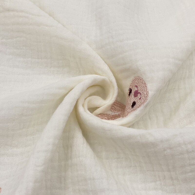Muslin Fabric Manufacturer - Raw White Flower Animal Cotton Double Gauze Fabric