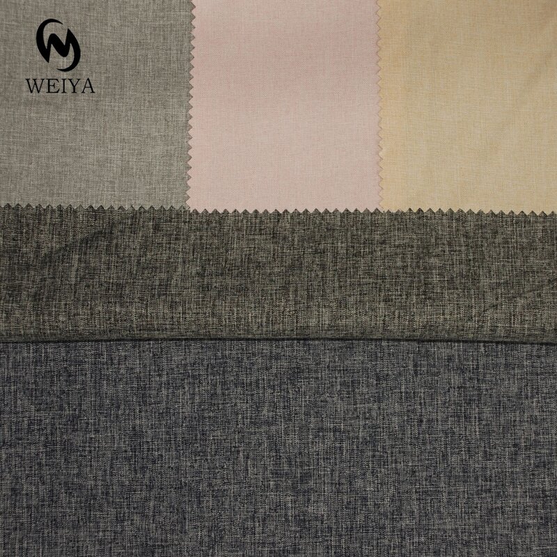 Polyester Fabric Manufacturer - Navy Grey Two-Tone Slub Linen Look Fabric