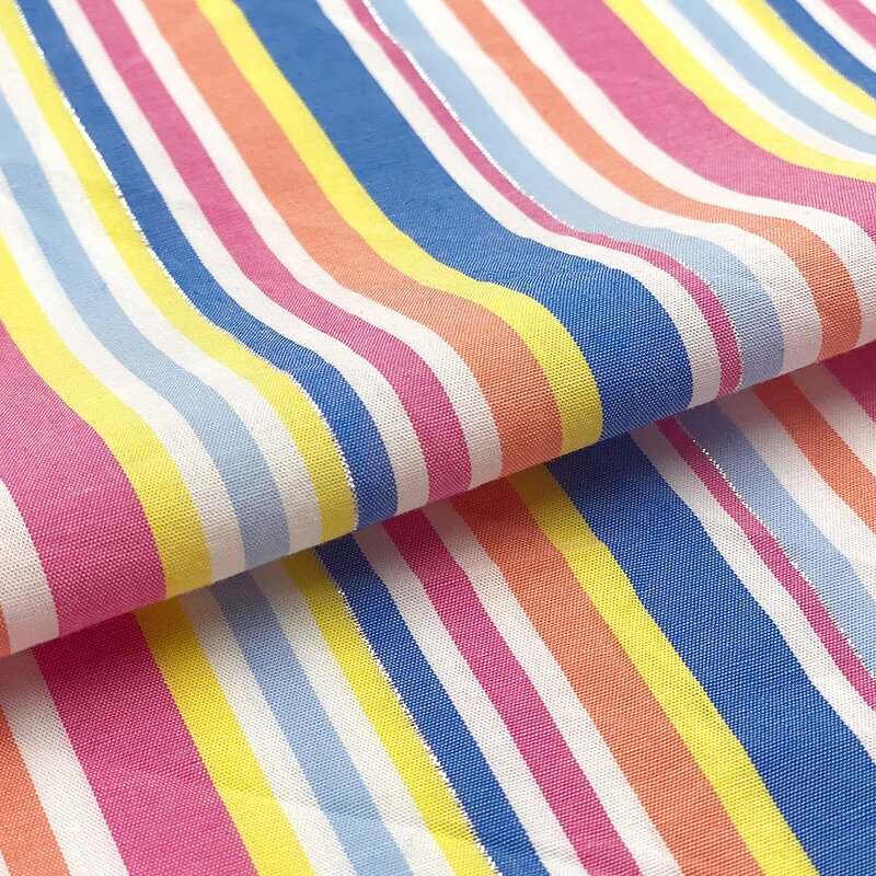 Lurex Fabric Manufacturer - Pretty Rainbow Stripe 95/5 Cotton Lurex Fabric