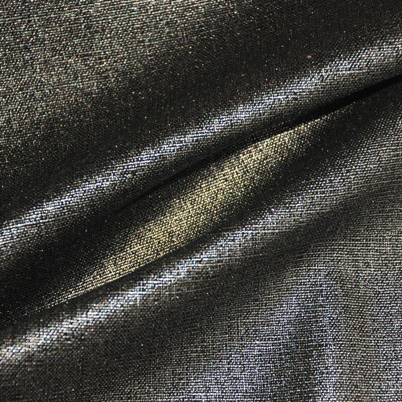 Metallic Fabric Manufacturer - Custom Glitter Gold Foil Print Viscose Linen