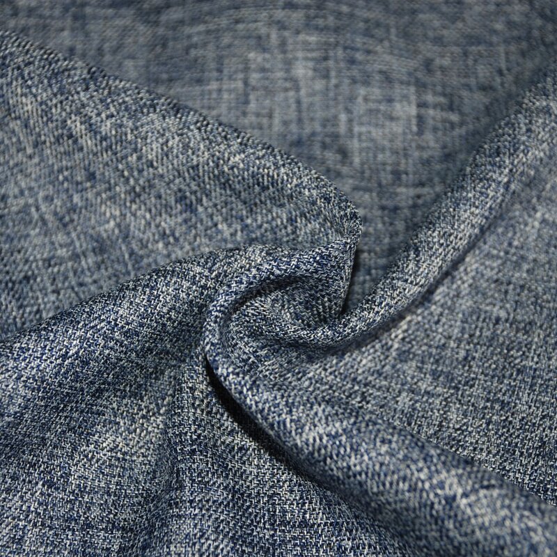 Polyester Fabric Manufacturer - Navy Grey Two-Tone Slub Linen Look Fabric