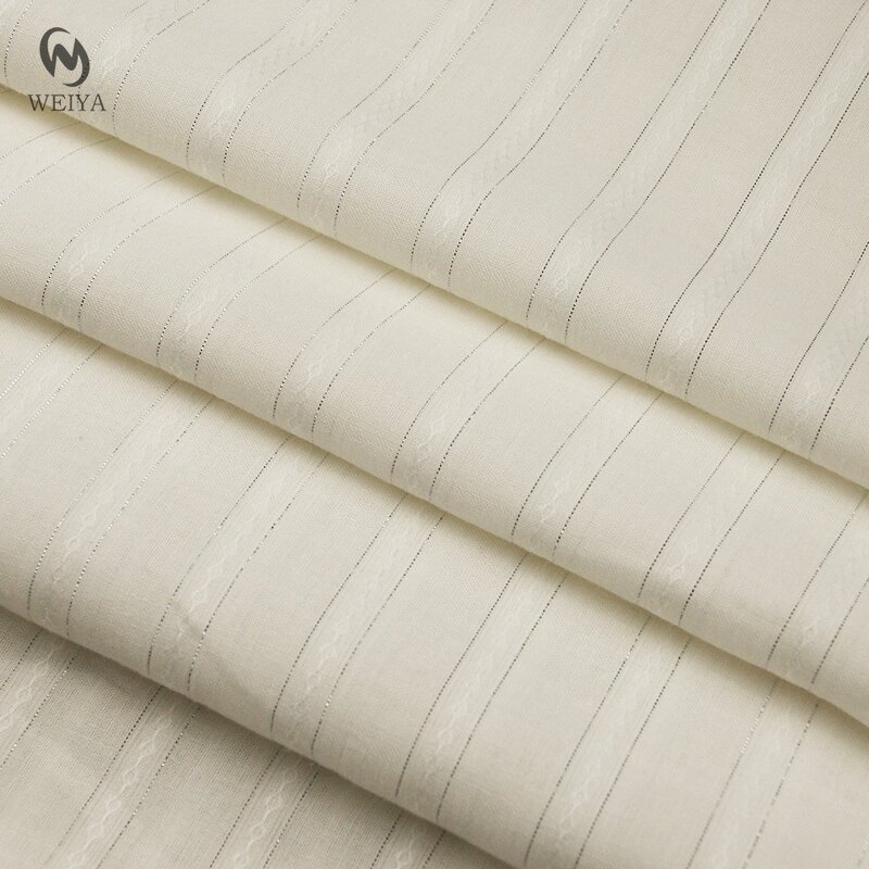 Leno Fabric Manufacturer - Custom 100% Cotton Lurex Striped Leno Fabric