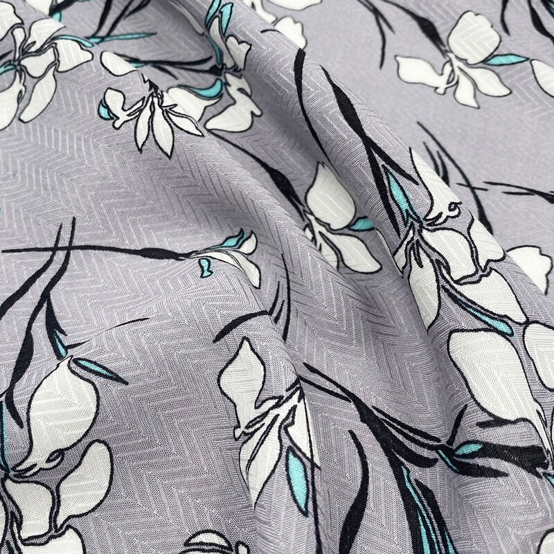 Herringbone Fabric Manufacturer - Custom Flower Printing Rayon Herringbone Fabric