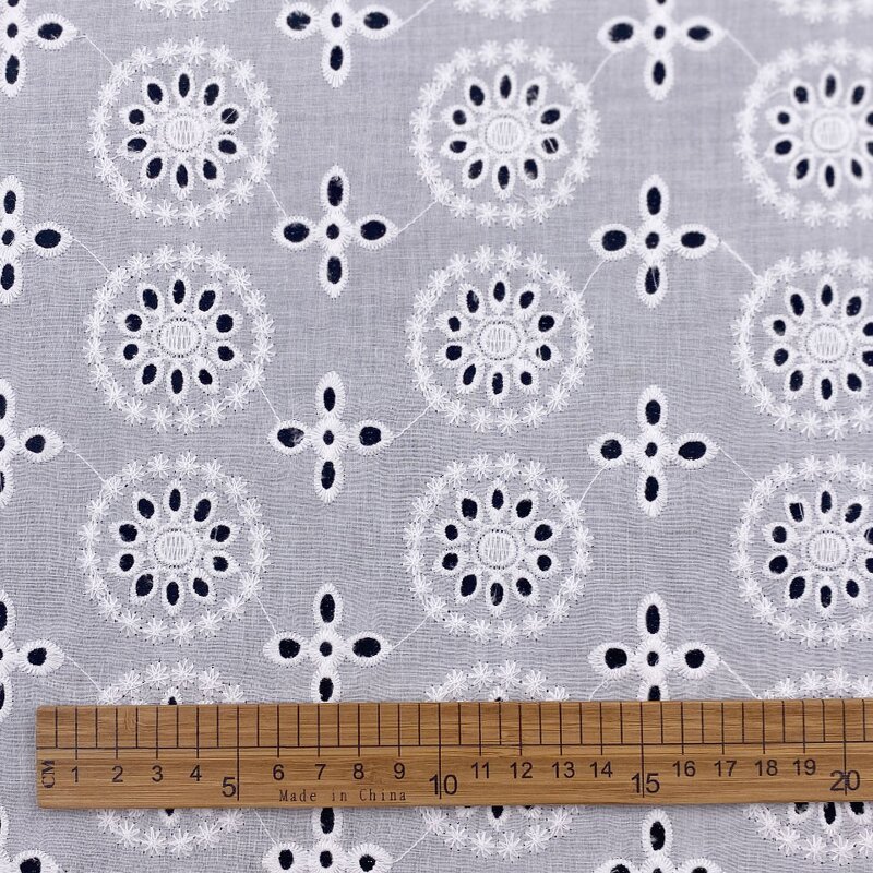 Lace Fabric Manufacturer - Sunflower Dry White Cotton Voile Lace Fabric