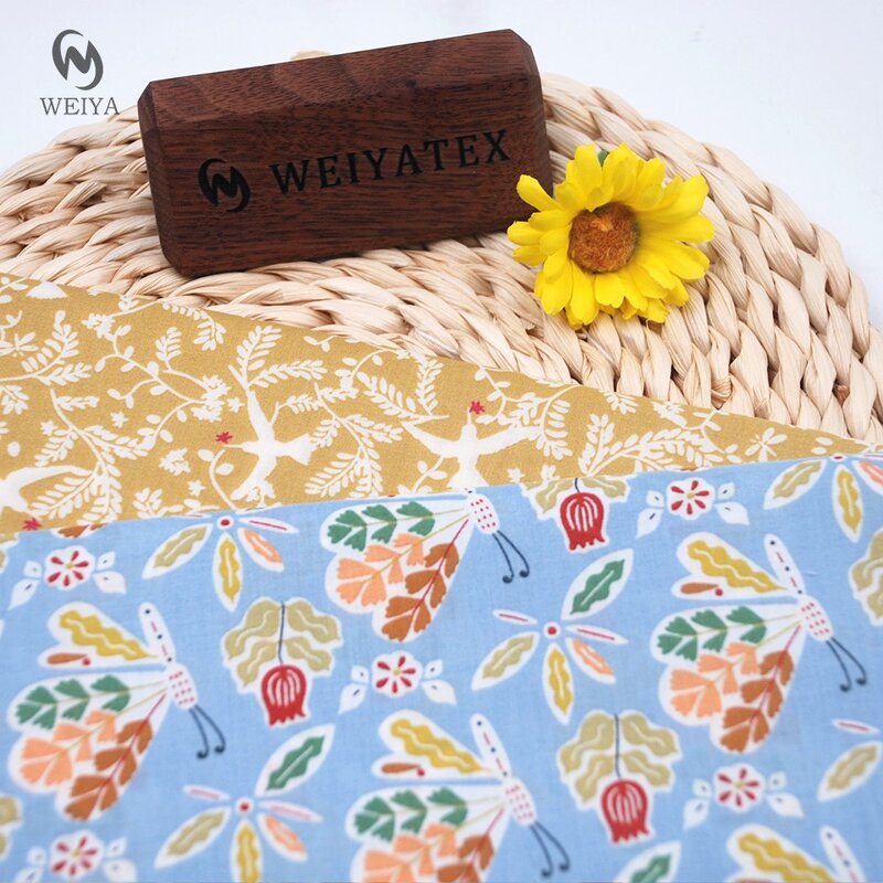 Printed Fabric Manufacturer - Christmas Yellow Baby Bird Floral Cotton Fabric