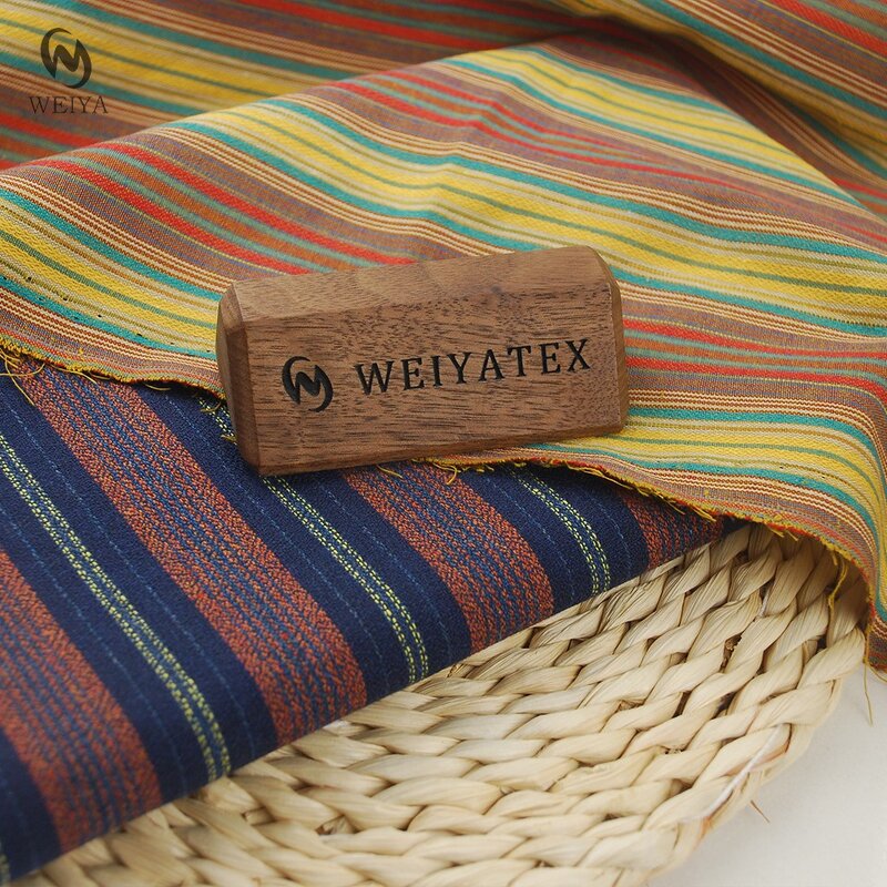 Jacquard Fabric Manufacturer - Custom Dobby Jacquard Orange Stripes Cotton Fabric