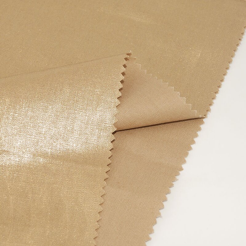 Metallic Fabric Manufacturer - New Design Foil Metallic Print Cotton Linen