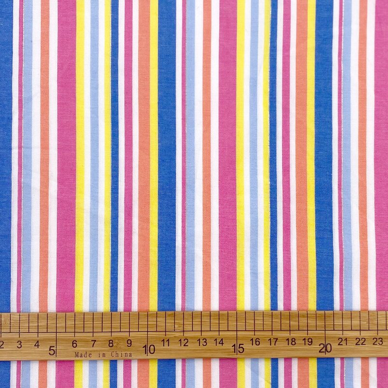Lurex Fabric Manufacturer - Pretty Rainbow Stripe 95/5 Cotton Lurex Fabric