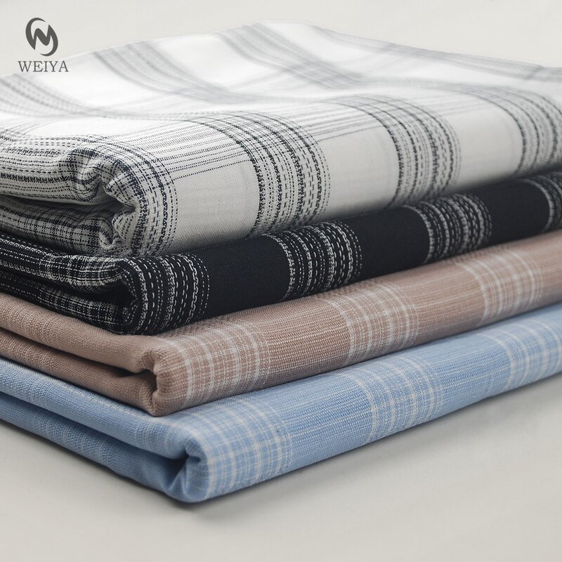 Checked Fabric Manufacturer - Wholesale TC Textured Dobby Check Shirting Fabric