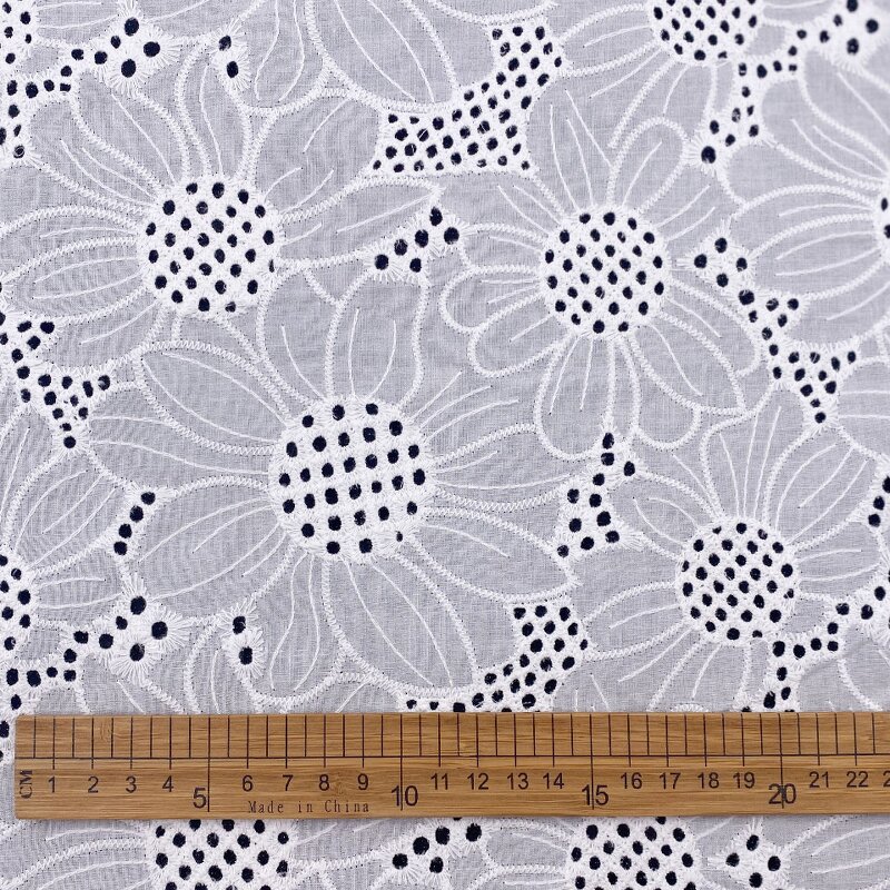 Lace Fabric Manufacturer - Sunflower Dry White Cotton Voile Lace Fabric
