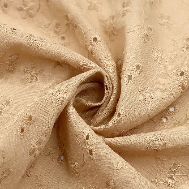 Embroidery Fabric Manufacturer - Hollow Out Woven Guipure 60s Voile Cotton Fabric