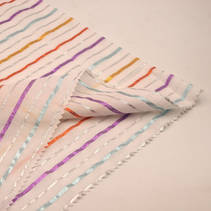 Lurex Fabric Manufacturer - Soft Thick Metallic Yarn Dyed Cotton Fabric