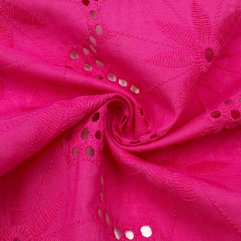 Lace Fabric Manufacturer - Custom Rose Red Laser Cut Voile Cotton Fabric