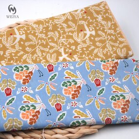 Printed Fabric Manufacturer - Christmas Yellow Baby Bird Floral Cotton Fabric