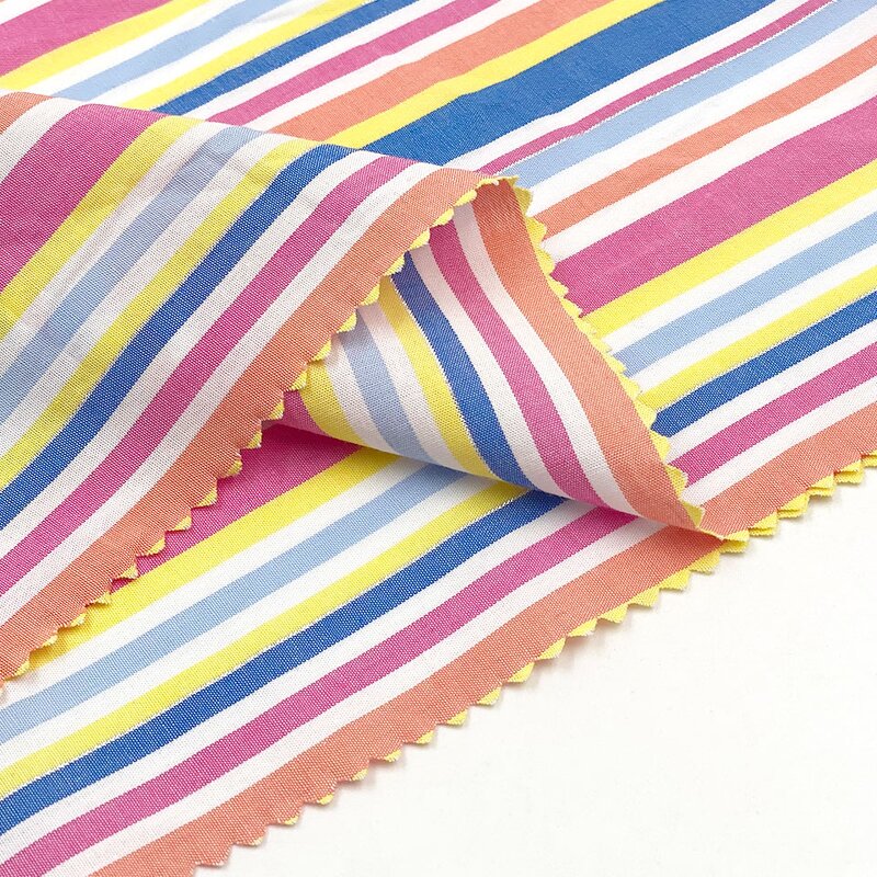 Lurex Fabric Manufacturer - Pretty Rainbow Stripe 95/5 Cotton Lurex Fabric