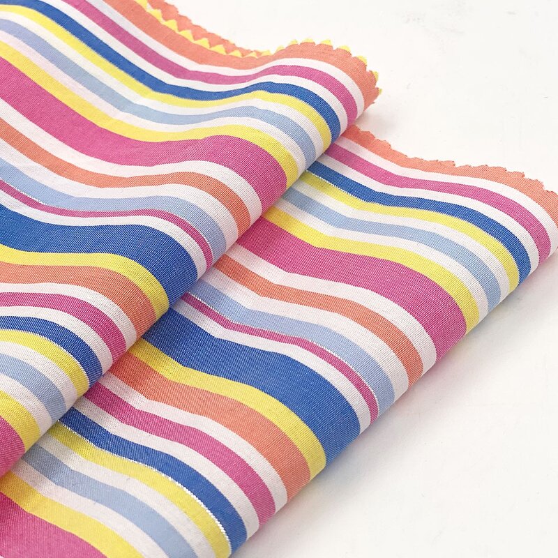 Lurex Fabric Manufacturer - Pretty Rainbow Stripe 95/5 Cotton Lurex Fabric