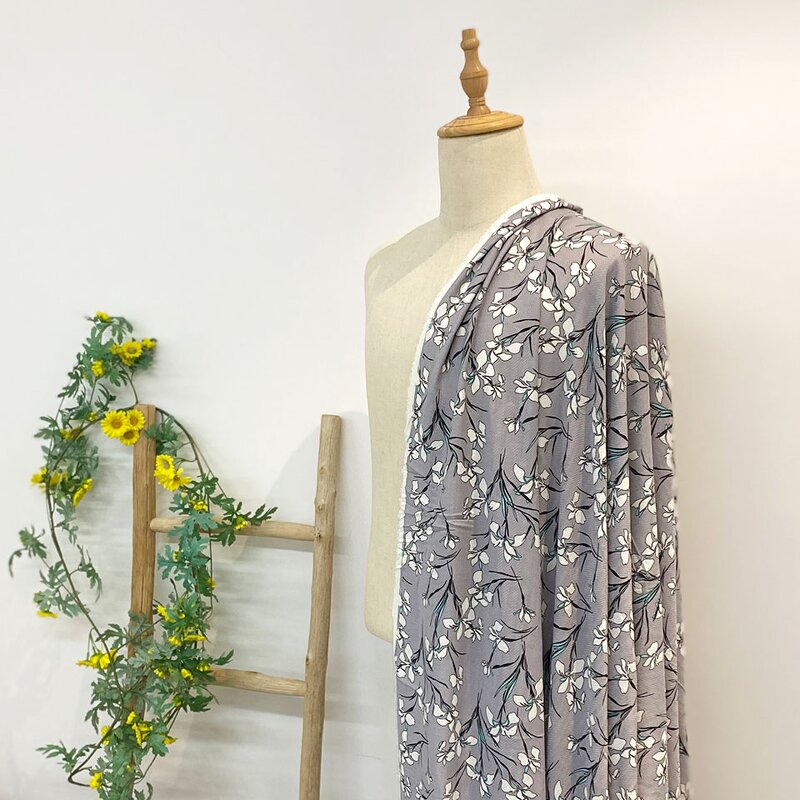 Herringbone Fabric Manufacturer - Custom Flower Printing Rayon Herringbone Fabric