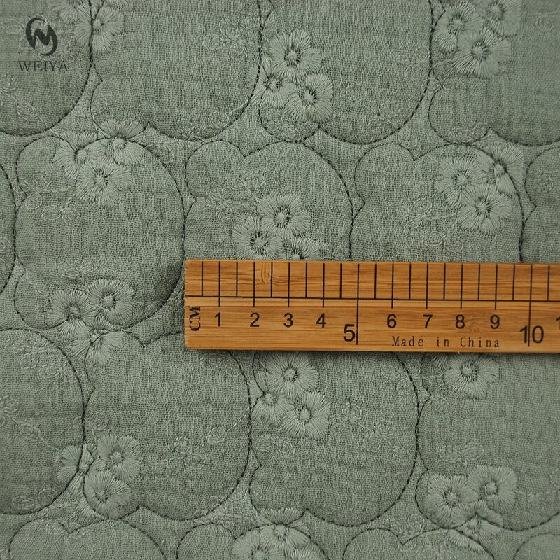 Muslin Fabric Manufacturer - Two Layer Cute Bear Floral Embroidery Fabric