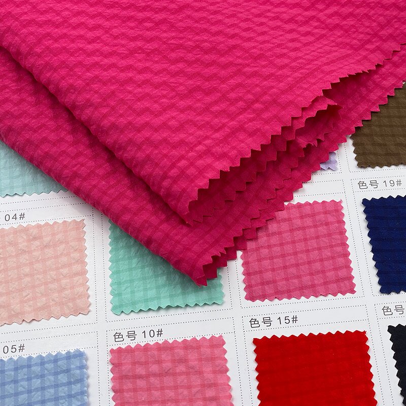 Seersucker Fabric Manufacturer - Viva Magenta Crinkle 100% Polyester Fabric