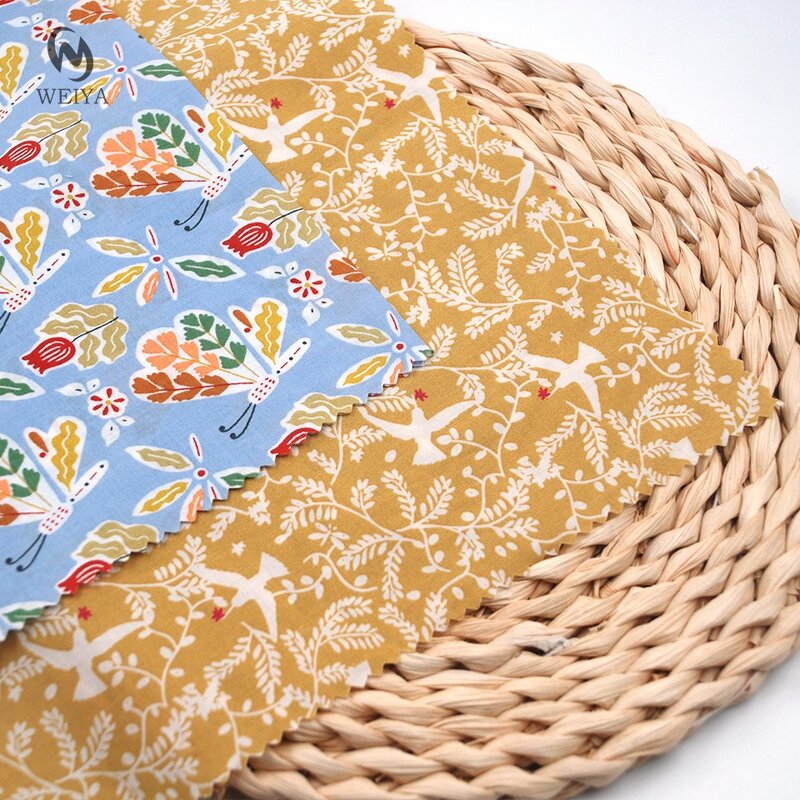 Printed Fabric Manufacturer - Christmas Yellow Baby Bird Floral Cotton Fabric