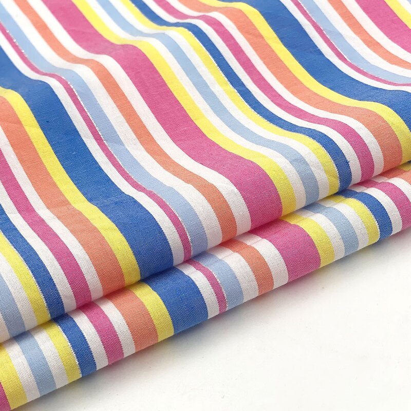 Lurex Fabric Manufacturer - Pretty Rainbow Stripe 95/5 Cotton Lurex Fabric