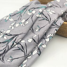 Herringbone Fabric Manufacturer - Custom Flower Printing Rayon Herringbone Fabric