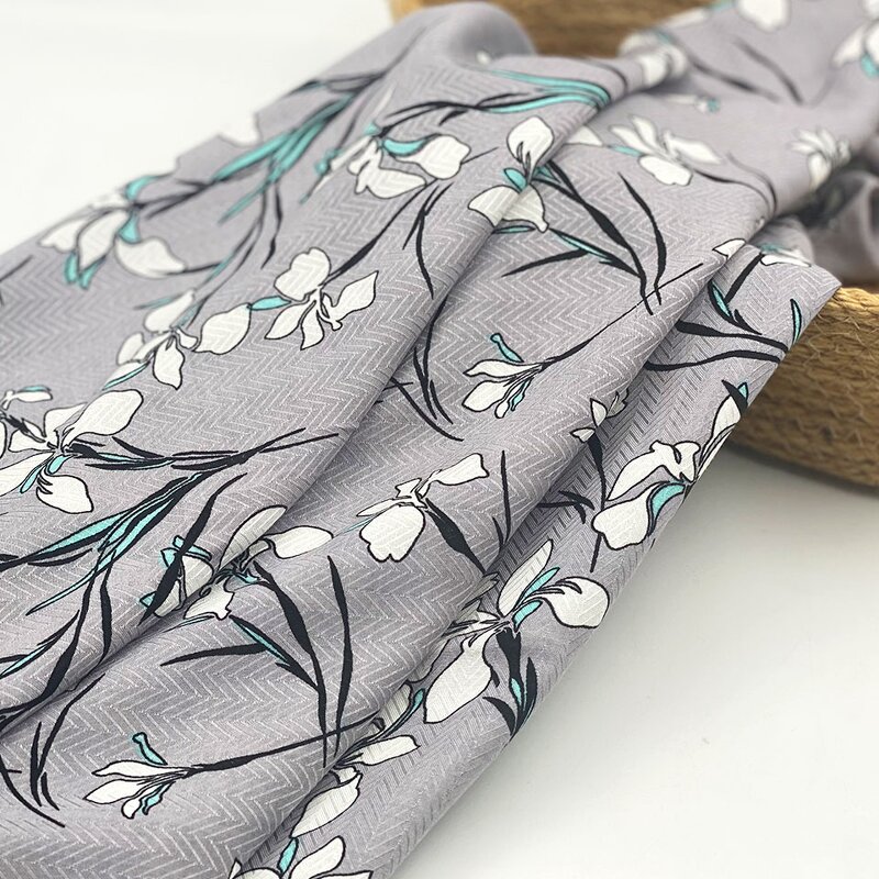 Herringbone Fabric Manufacturer - Custom Flower Printing Rayon Herringbone Fabric