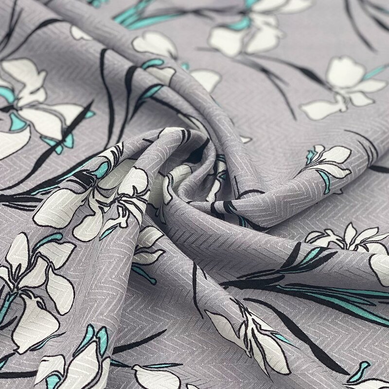 Herringbone Fabric Manufacturer - Custom Flower Printing Rayon Herringbone Fabric