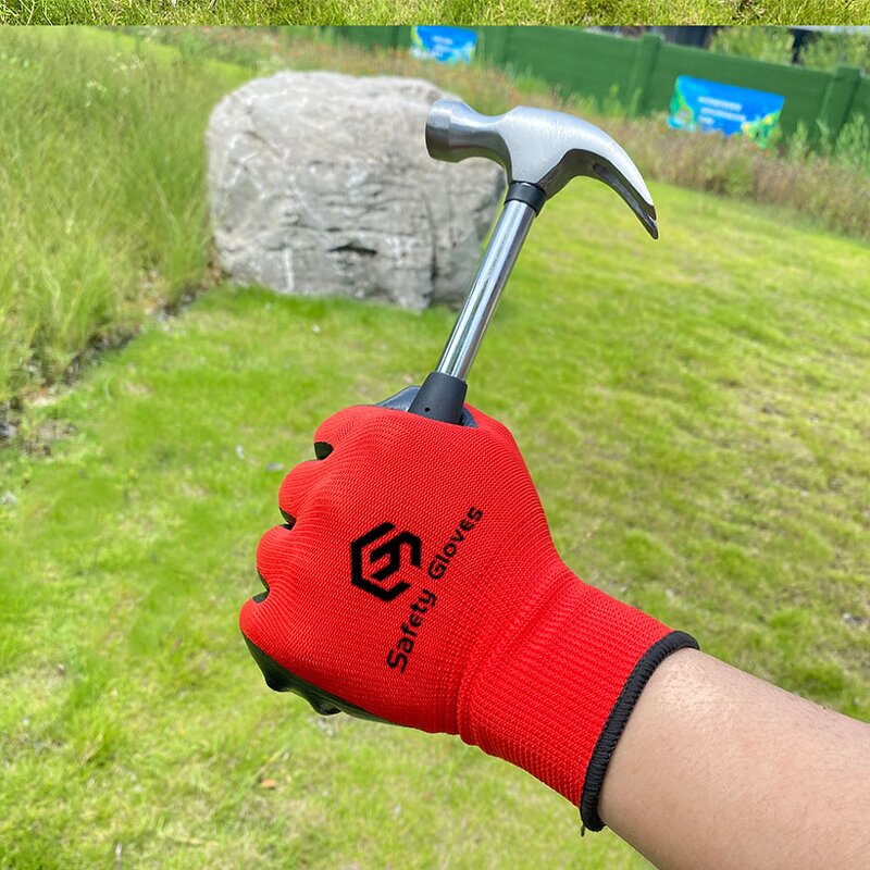 Work Gloves Manufacturer - Wholesale 13g Black Polyester Nitrile Gloves