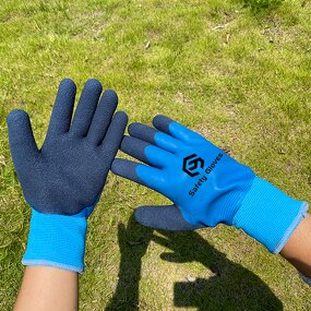 Winter Gloves Manufacturer - 13+7 Gauge Latex Sandy Double Coated Gloves