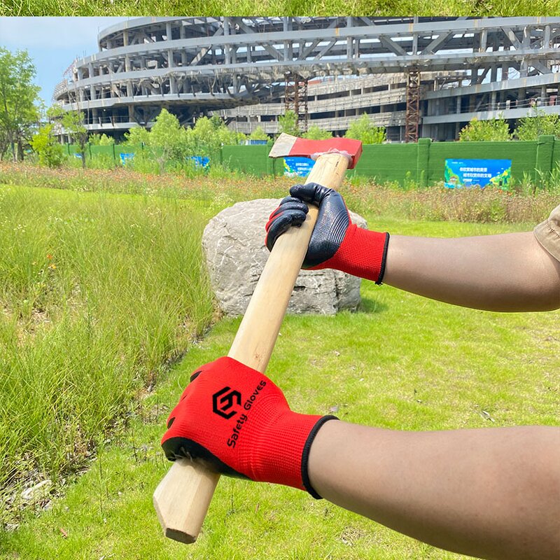 Work Gloves Manufacturer - Factory Printed Nitrile Grip Safety Gloves