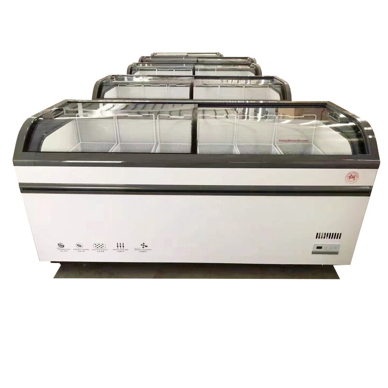 Display Freezer Manufacturer - Single-Temperature Curved Glass Island Freezer