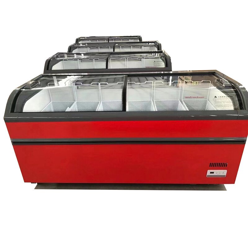 Display Freezer Manufacturer - Single-Temperature Curved Glass Island Freezer